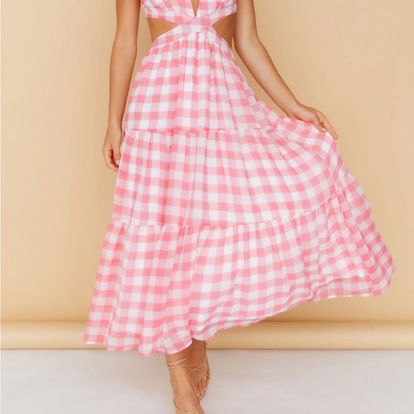 Hello Molly Pink Gingham Barbie Fantasy Maxi Dress NWT - Picture 2 of 4